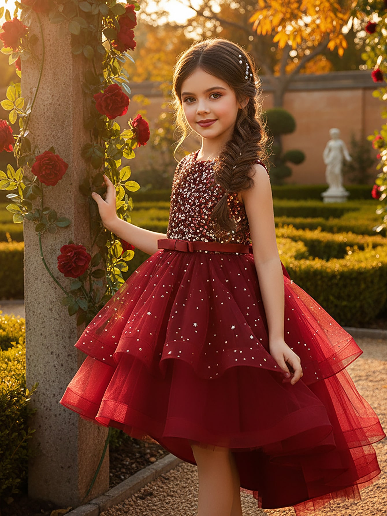 Baby Clothing Dresser - Baby Girl Princess Floral Sequins Dress