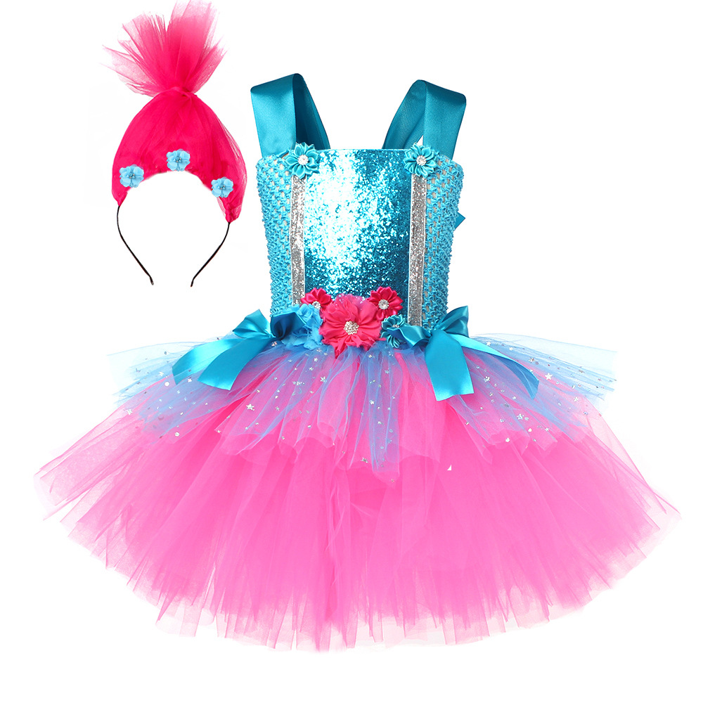 Baby Tutu Skirt - Trolls Tutu Dress for Girls Princess