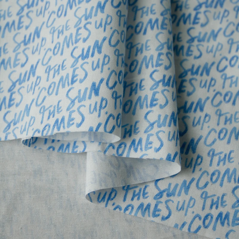 Baby Clothing Sewing - 150x50cm Blue English Letters Pure Cotton